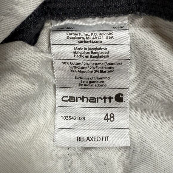 Carhartt Cargo Shorts Mens 48 Grey Pockets Relaxed Fit Logo Workmen Casual - Picture 8 of 10